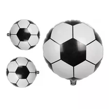 20 Balão Bola Futebol Metalizado 45cm + Varetas 50cm Festa 