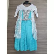 Vestido Fantasia Elsa Estrela Do Gelo Frozen, Tamanho M.