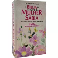 Bíblia De Estudo Da Mulher Sábia Almeida Corrigida Capa Dura Com Harpa Letra Grande Jardim Aquarela