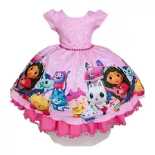 Vestido Infantil Rosa Casa Mágica Da Gaby Luxo