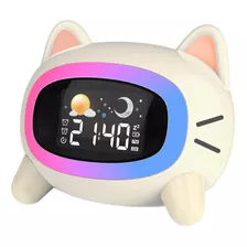 Despertador Infantil De Gato Con Luces Nocturnas Para Niños