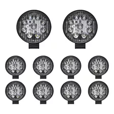 10x Un - Farol Led Milha Redondo Jeep Caminhão 27w 12v 24v