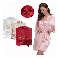 Batas Para Novias , Dama Satin Bordado Bata/camisón