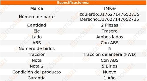 2- Mazas Traseras Con Abs Silhouette 3.4l V6 1996/2004 Tmk Foto 2