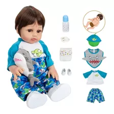 Bebê Reborn Menino Tubarão 100% Silicone Boneco Pd Dar Banho