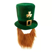 Cartola Saint Patricks Day Com Barba Chapéu Veludo Verde