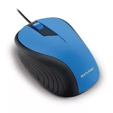 Mouse Multilaser Emborrachado Azul E Preto Com Fio Usb Mo226