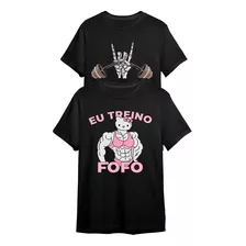 Kit 2 Camisetas Academia Algodao Gym Rock And Treino Fofo