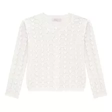 Casaco Casaqueto Cardigan Infantil Menina Tricô Off White