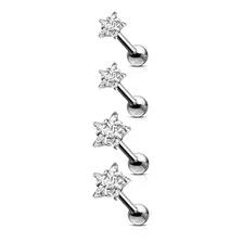 Piercing Tragus Helix Oreja Cristal White Estrella 16g 4 Pz