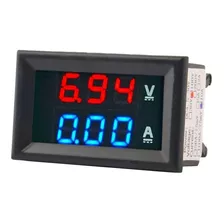 Voltímetro Amperímetro Digital 100v X 10a Led Verm. E Azul