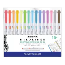 Marcadores Doble Punta Pack De 15 Zebra Pen Mildliner