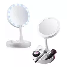 Espelho Camarim Duplo Led Maquiagem Mesa Portátil Dobrável