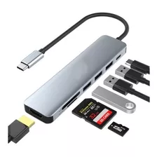  Adaptador 7 En 1 Usb Tipo C Con 4k Hdmi Multipuerto Card 