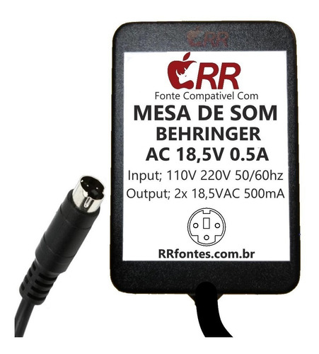 Fonte Ac 18,5v 0.5a Mixer Behringer Eurorack Ub802