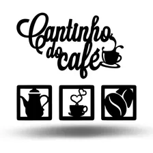 Painel Decorativo Cantinho Do Café Com Quadros Mdf Aplique