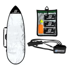 Leash Surf 6 X 6,5mm+ Capa Prancha Fish + Kit 3 Parafinas