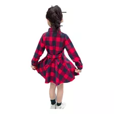 Vestido Xadrez Infantil Camisa Meninas Tendência De Outono
