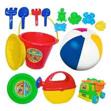 Kit Praia Brinquedo Infantil 15pcs Balde Bola Acessórios