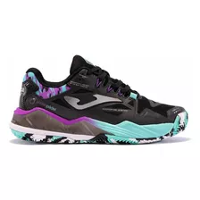 Tenis Joma Padel Mujer Spin 2401 Negro Rosa Turquesa