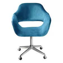 Poltrona Zarah Cadeira Decorativa Base Giratória De Rodinha
