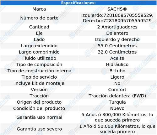 Par Amortiguadores Hid Del Megane L4 1.6l 08 Al 10 Sachs Foto 2