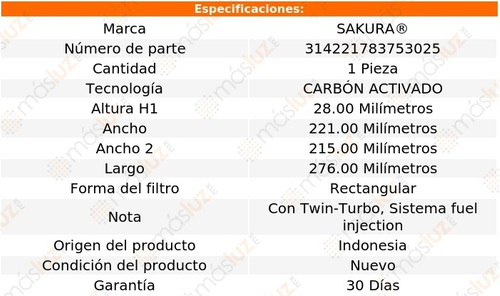 Filtro Aire Acondicionado Carb Act Cayenne 8 Cil 4.5l 03/07 Foto 3