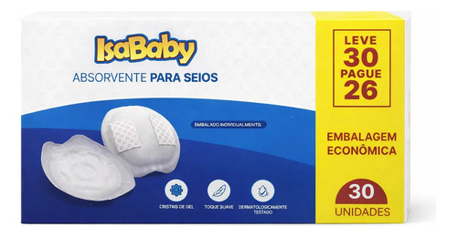 Absorvente Intenso Para Seios Bebe 30 Unid Frete  Grátis Branco