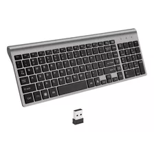 Teclado Sem Fio 2.4g Ultra Fino Compacto Ferro Cinzento