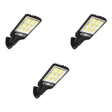 3x Mini Luminária Solar Posterua Pared Refletor 72cob Sensor