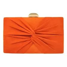 Bolsa De Festa Clutch Suede Cores Casamento Alça Corrente Cor Laranja