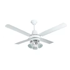 Ventilador De Techo Blanco Metálico Con Spot De 3 Luces