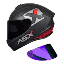 Capacete Asx Draken Concept Cinza Fosco Verm + Viseira Extra