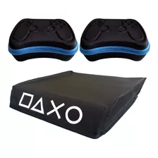 Kit Capa Protetora Ps4 Fat + 2 Cases Controle Eva Rígidos