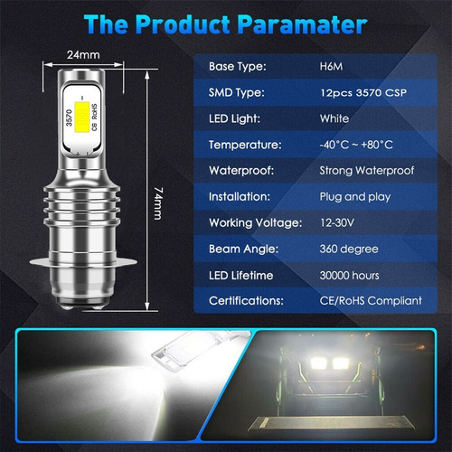 Faro Led Para Honda Trx Sportrax Rancher Foreman 700xx T19 Foto 2