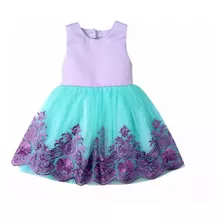 Vestido Formal Bebe/niña Elegante (lila/azul Aqua)