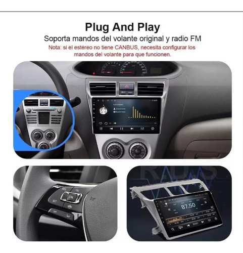 Estreo P/ Toyota Yaris 2007-2012 Android Carplay Wifi 2+32g Foto 2