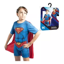 Fantasia Roupa Menino Super Homem Super Herói Dc Luxo + Capa