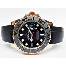 Reloj Rol Yacht Master Oro Rosa/caucho Negro 41 Mm Automati