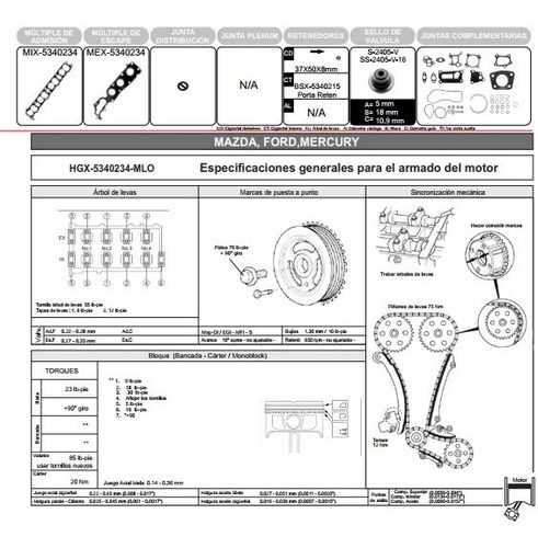 Juego De Juntas De Mazda Cx-7 Mzr L4 2.3l 16 Valv. 2007-2012 Foto 5