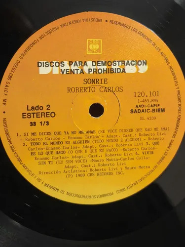 Roberto Carlos - sonrie - vinilo 1989