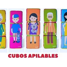 Bloques De Tela Cubos Apilables Familia Bebes Didactico