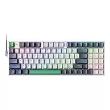 Teclado Gamer Machenike K500-b94 Qwerty Machenike Red Us English Cor Branco Com Luz Rgb