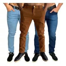 3 Calça De Sarja E Jeans Com Lycra Diversas Cores E Tamanhos
