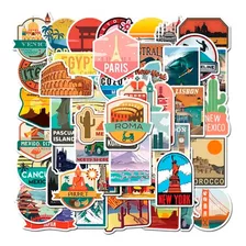 50 Adesivos Viagem Tursimo Mala Decoração Paises Cidades