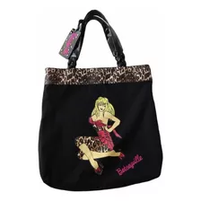 Bolsa Negra Grande Leopardo Y Pin Up Girl Betsey Jhonson 