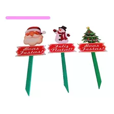 Enfeite De Natal Kit Com 3 Placas Adesivadas Mdf