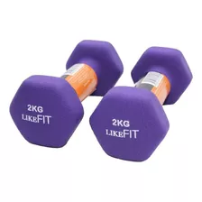 Par Mancuernas Pesa Neopreno 2 Kg Likefit Para Entrenamiento Color Púrpura