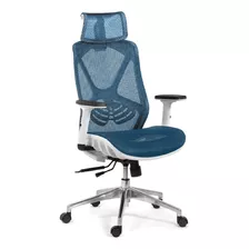Cadeira De Escritorio Tela Mesh Cor Azul E Branco