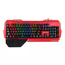 Teclado Gamer Meetion Mk20 Qwerty Inglés Us Color Rojo Con Luz Rgb